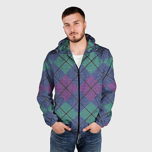 Мужская ветровка Аргайл / 3D-Черный – фото 3