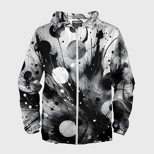Мужская ветровка Абстрактная чёрно-белая композиция / 3D-Белый – фото 1