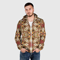 Ветровка с капюшоном мужская Традиционные славянские узоры, цвет: 3D-белый — фото 2