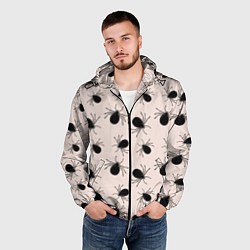 Ветровка с капюшоном мужская Паттерн с черными жуками, цвет: 3D-черный — фото 2