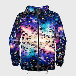 Ветровка с капюшоном мужская Стилизованная космическая абстракция, цвет: 3D-черный
