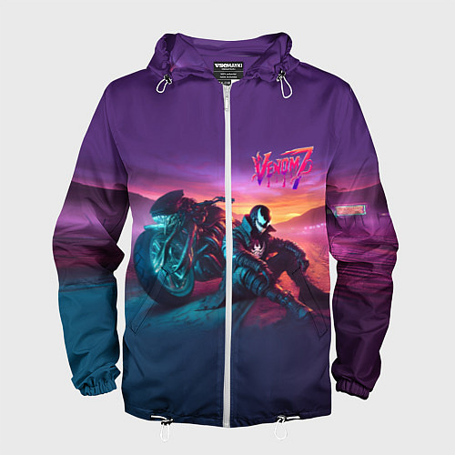 Мужская ветровка Venom near his motorcycle - ai art fantasy / 3D-Белый – фото 1