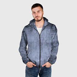 Ветровка с капюшоном мужская Текстура серо-синий бетон, цвет: 3D-черный — фото 2