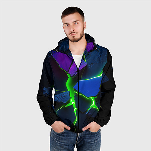 Мужская ветровка Neon tile / 3D-Черный – фото 3
