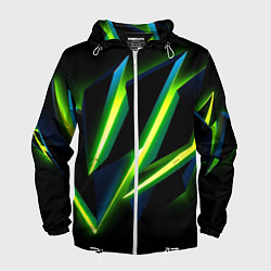 Ветровка с капюшоном мужская Geometric neon, цвет: 3D-белый