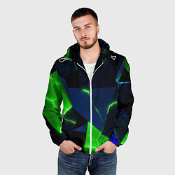 Ветровка с капюшоном мужская Neon tile green, цвет: 3D-белый — фото 2