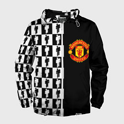 Ветровка с капюшоном мужская Манчестер Юнайтед текстура люди, цвет: 3D-белый