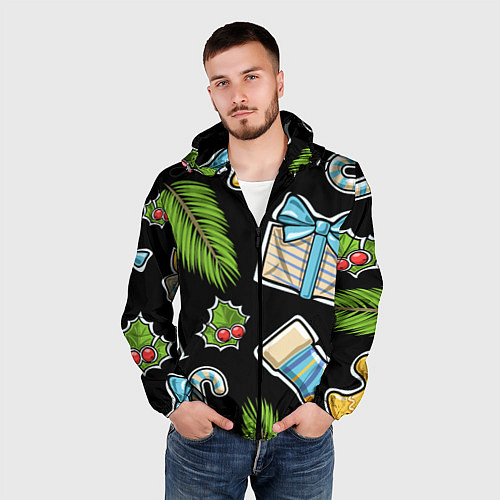 Мужская ветровка Christmas soul / 3D-Черный – фото 3