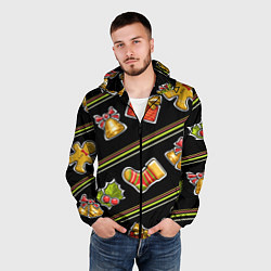 Ветровка с капюшоном мужская Рождественский дух, цвет: 3D-черный — фото 2