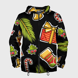 Ветровка с капюшоном мужская Рождественский вайб, цвет: 3D-черный