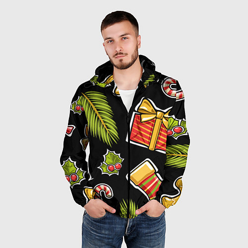 Мужская ветровка Рождественский вайб / 3D-Черный – фото 3