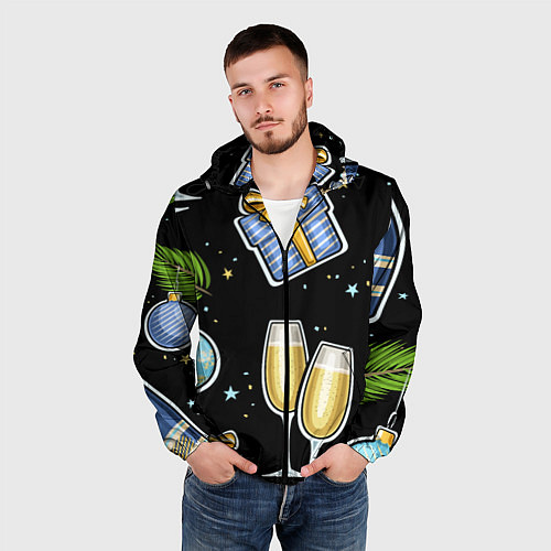 Мужская ветровка Новогодний вайб / 3D-Черный – фото 3