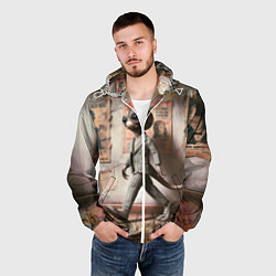 Ветровка с капюшоном мужская Пришелец в костюме в полосочку, цвет: 3D-белый — фото 2