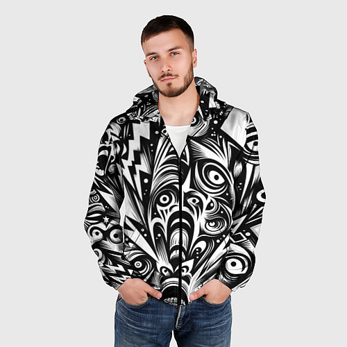 Мужская ветровка Lightnings and faces - ai art fantasy / 3D-Черный – фото 3