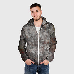 Ветровка с капюшоном мужская Абстракция - gray stone, цвет: 3D-белый — фото 2