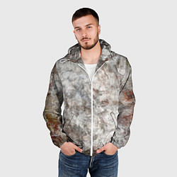 Ветровка с капюшоном мужская Абстракция - gray limestone, цвет: 3D-белый — фото 2