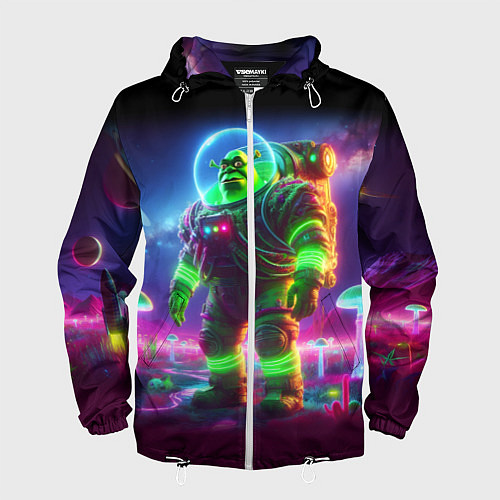 Мужская ветровка Космонавт Шрук в неоновом скафандре на загадочной / 3D-Белый – фото 1