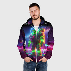 Ветровка с капюшоном мужская Космонавт Шрук в неоновом скафандре на загадочной, цвет: 3D-белый — фото 2