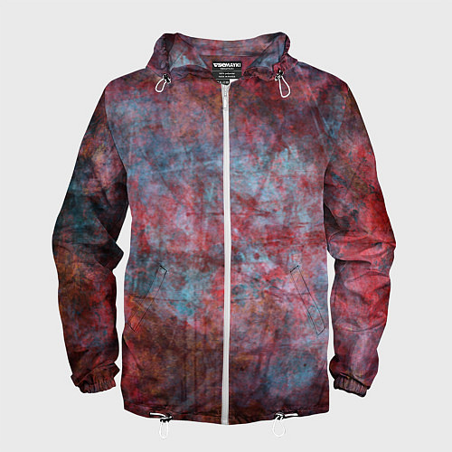 Мужская ветровка Абстракция - red rust on blue / 3D-Белый – фото 1