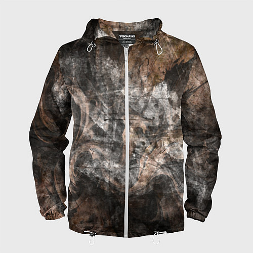 Мужская ветровка Абстракция - brown darkness / 3D-Белый – фото 1