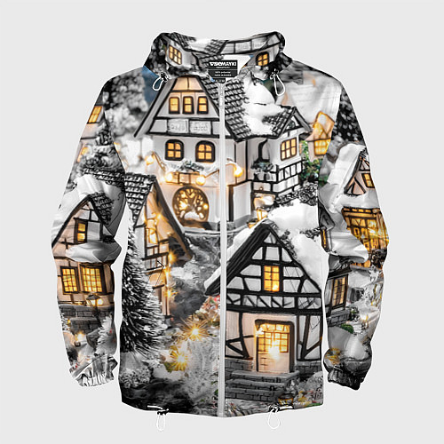 Мужская ветровка Объемные новогодние дома / 3D-Белый – фото 1