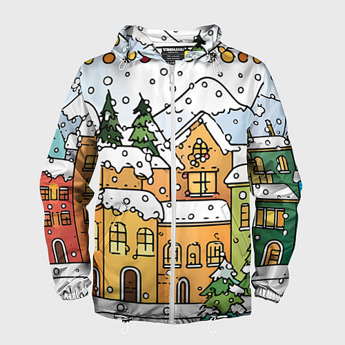 Мужская ветровка Новогодний снегопад / 3D-Белый – фото 1