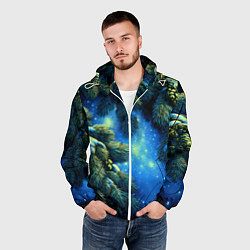 Ветровка с капюшоном мужская Новогодние ветки елки, цвет: 3D-белый — фото 2