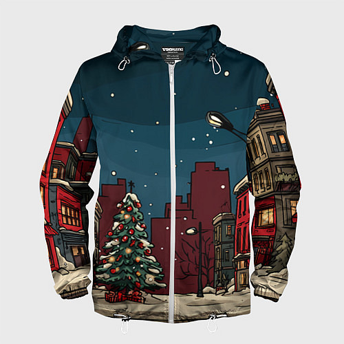 Мужская ветровка Новогодняя ночь / 3D-Белый – фото 1