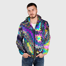 Ветровка с капюшоном мужская Абстракция переливы, цвет: 3D-черный — фото 2