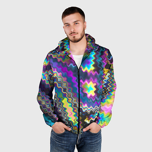 Мужская ветровка Абстракция переливы / 3D-Черный – фото 3