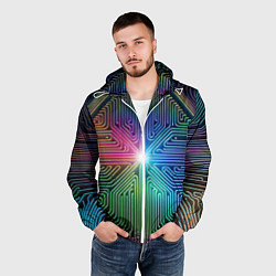 Ветровка с капюшоном мужская Линейная графика, цвет: 3D-белый — фото 2