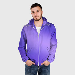 Ветровка с капюшоном мужская Color purple gradient, цвет: 3D-белый — фото 2