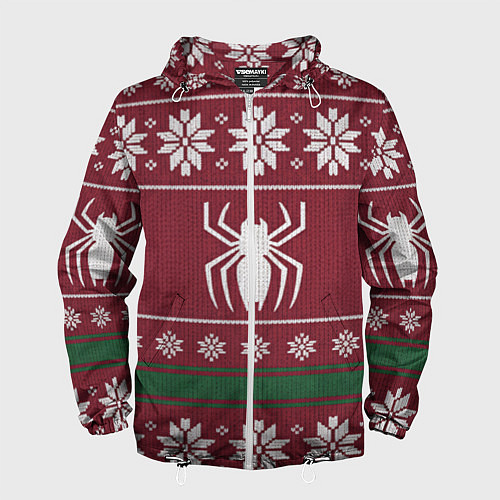 Мужская ветровка Рождественский свитер Человека паука / 3D-Белый – фото 1