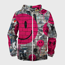 Мужская ветровка Розовые смайлы граффити