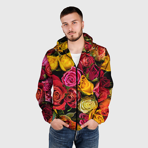Мужская ветровка Ассорти из роз / 3D-Черный – фото 3