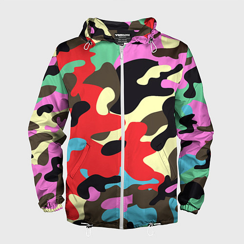 Мужская ветровка Яркий камуфляж / 3D-Белый – фото 1