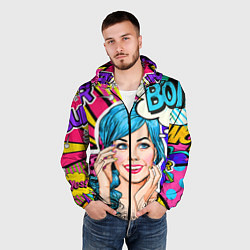 Ветровка с капюшоном мужская Pop art, цвет: 3D-черный — фото 2