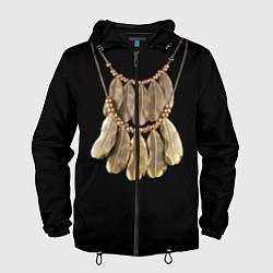 Ветровка с капюшоном мужская Золотые перья, цвет: 3D-черный