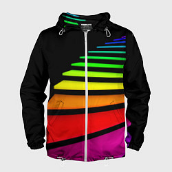 Ветровка с капюшоном мужская Радужная лестница, цвет: 3D-белый