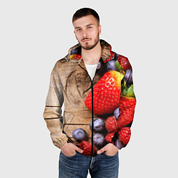 Ветровка с капюшоном мужская Ягодный микс, цвет: 3D-черный — фото 2