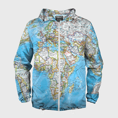 Мужская ветровка Карта мира - политическая / 3D-Белый – фото 1