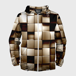 Ветровка с капюшоном мужская Кубики, цвет: 3D-белый