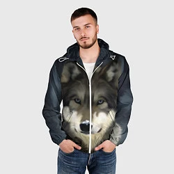 Ветровка с капюшоном мужская Зимний волк, цвет: 3D-белый — фото 2