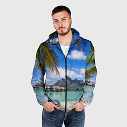 Ветровка с капюшоном мужская Бора-Бора, цвет: 3D-черный — фото 2