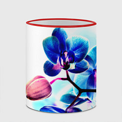 Кружка 3D Фиолетовая орхидея, цвет: 3D-красный кант — фото 2