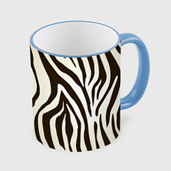 Кружка 3D Шкура зебры, цвет: 3D-небесно-голубой кант
