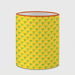 Кружка 3D Текстура лимон-лайм, цвет: 3D-оранжевый кант — фото 2