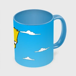 Кружка 3D Задумчивый Барт, цвет: 3D-белый + небесно-голубой