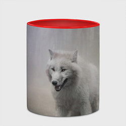 Кружка 3D Волк, цвет: 3D-белый + красный — фото 2