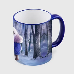 Кружка 3D Winter forest & Sans, цвет: 3D-синий кант